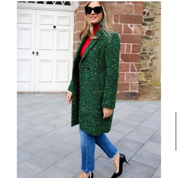 J.CREW Daphne tweed coat green size 4 - Picture 9 of 15